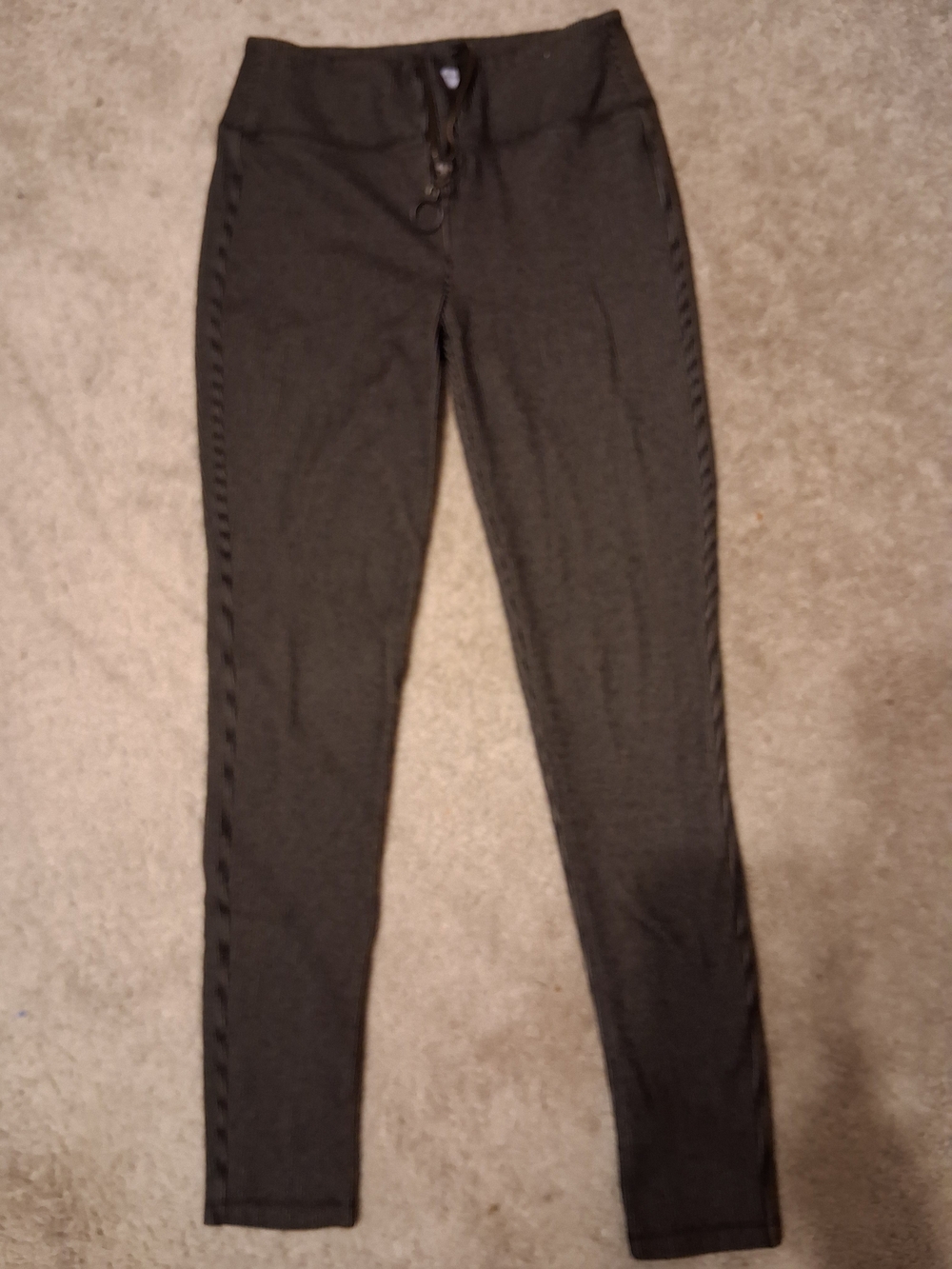 High-Rise Black Women's Leggings with Drawstring Waist